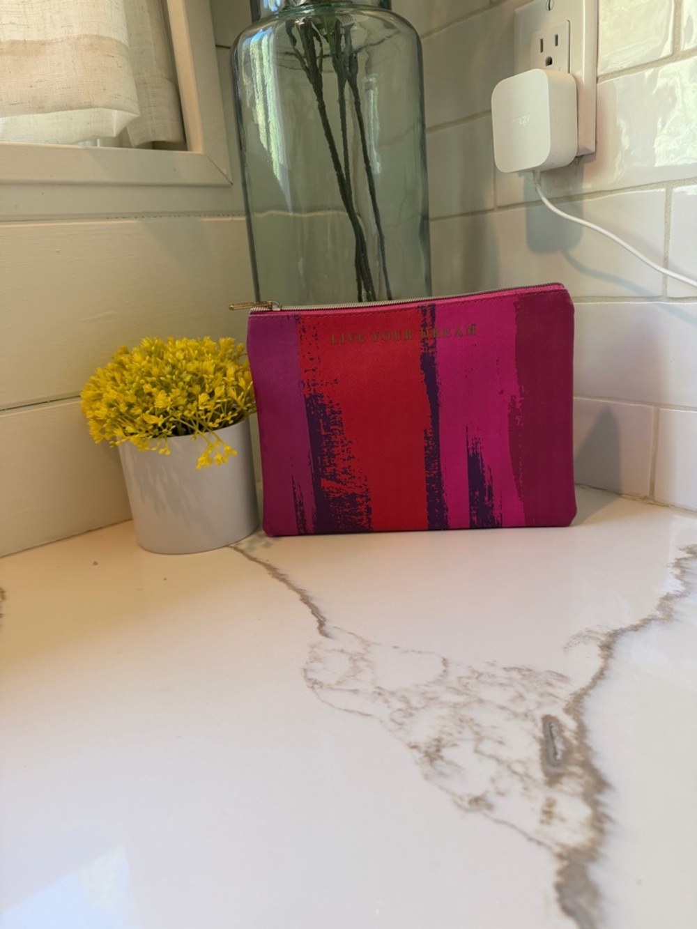 Bright Pink & Red Zip Pouch